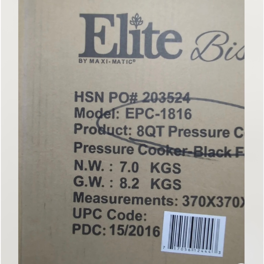 Elite Bistro 8 qt Pressure cooker